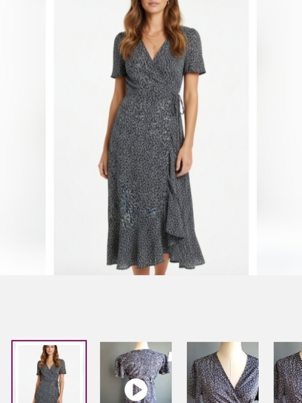 Women's Bkue  Speckle Wrap Midi Dress with Tie Waist